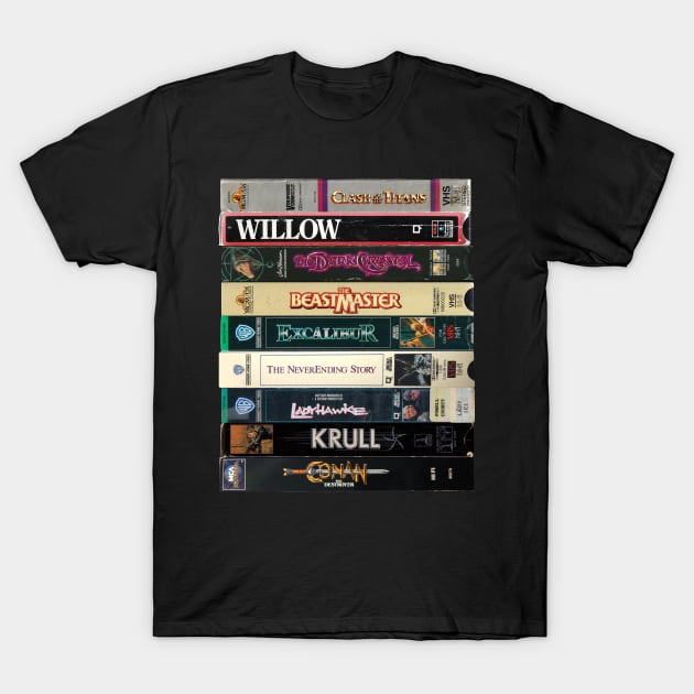 1980s Dark Fantasy VHS Tapes T-Shirt by Scum & Villainy